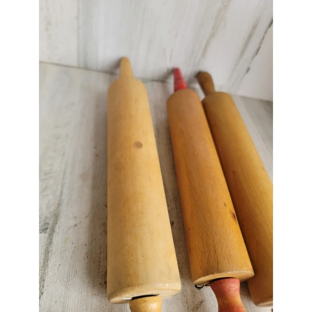 Vintage baking‎ wooden rolling pin accessory kitchen set home decor